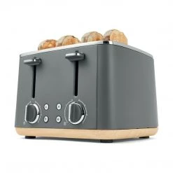 Kmart Grey Toaster 4 Slice & Cordless 1.7L Kettle Stainless Steel Electric Kitchen Set