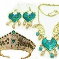 Unbranded Costume Accessories Aladdin Princess JASMINE Necklace & Earrings Set Jasmine Tiara Crown Costume Set