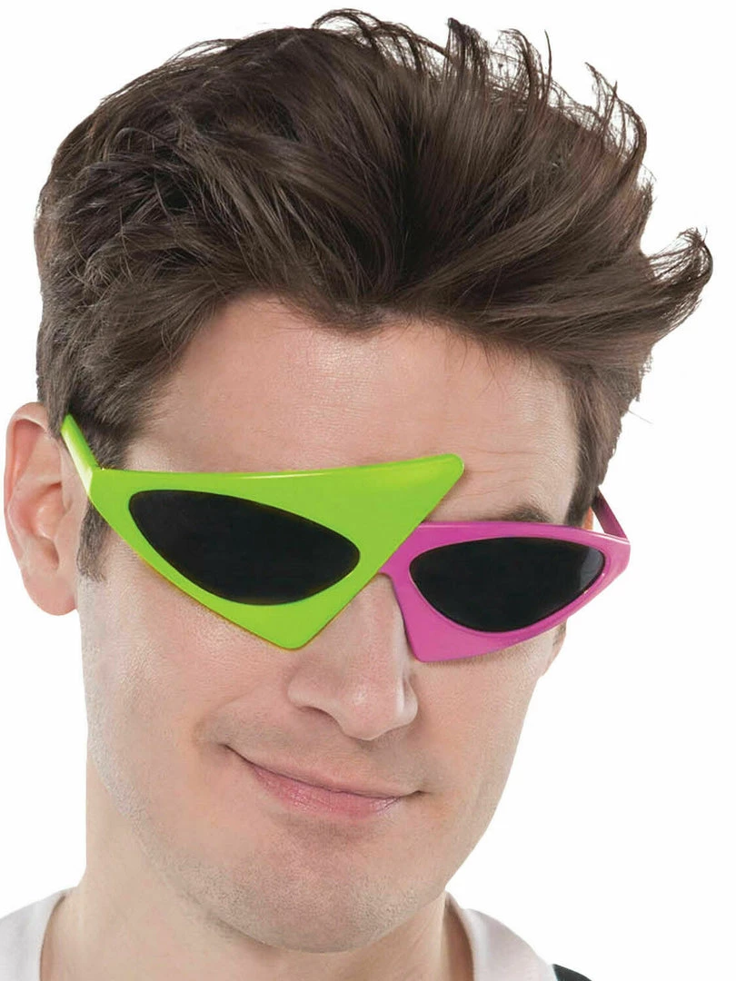 Amscan Costume Accessories Awesome 80s Sunglasses Assymetric Duo-Tone Hot Pink & Neon Green Glasses 1 Amscan Costume Accessories Awesome 80s Sunglasses Assymetric Duo-Tone Hot Pink & Neon Green Glasses