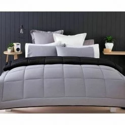 Kmart Reversible Black Grey Comforter Bed Quilt & Pillowcase Single Double Queen King Home & Garden