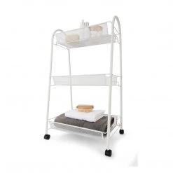 Kmart Home & Garden 3 Tier Bathroom Cosmetics Trolley Storage Cart Rack Shelf Organiser | WHITE