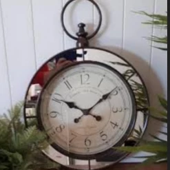 MAL Home & Garden Modern Vintage 44cm Wall Clock Time Piece With Mirrored Frame & Roman Numerals