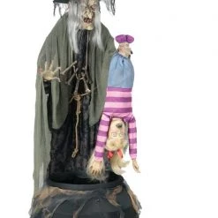 Unbranded Animated Stew Brew Witch With Kid Prop With Fog Machine Halloween Decoration