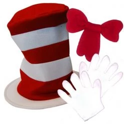Unbranded Dr Seuss Cat In The Hat Kids Boys Girls Costume Jumpsuit Gloves Hat Tie