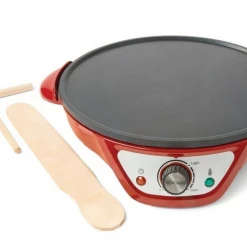 Unbranded Red Classic Retro Style Electric Crepe Maker Machine Non Stick Pan Easy To Clean Home & Garden