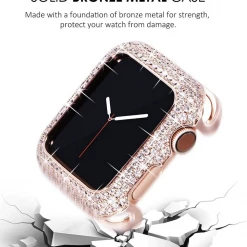 Unbranded Rose Gold Rhinestone Apple Watch Case For Series 2 3 4 5 6
