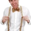 Unbranded Costume Accessories Gold Sequin 80s Costume Suspender Braces