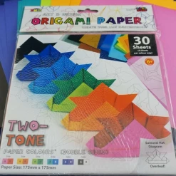 TNW Origami Paper 30 Double Sided Two Tone Multi Colour Sheets Instructions & Drawin
