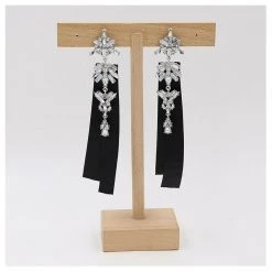 Unbranded Crystal Ribbon Long Rhinestones Drop Dangle Ladies Earrings Fashion Jewelry