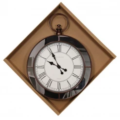 MAL Home & Garden Modern Vintage 44cm Wall Clock Time Piece With Mirrored Frame & Roman Numerals