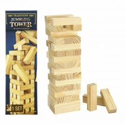 Kmart Wooden Tumbling Tower Jenga Family Board Games Strategy Toys Games Home & Garden