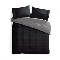 Kmart Reversible Black Grey Comforter Bed Quilt & Pillowcase Single Double Queen King Home & Garden
