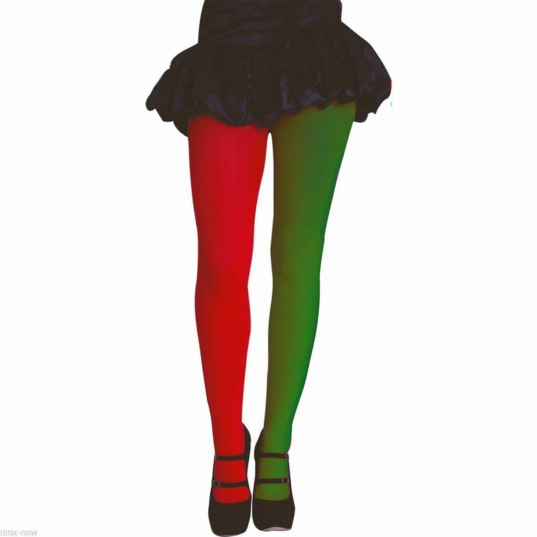 Sweidas Red & Green ELF Tights Pantyhose Adult Christmas Costume Accessory 1 Sweidas Red & Green ELF Tights Pantyhose Adult Christmas Costume Accessory
