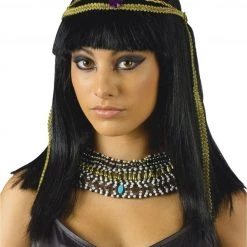 Rubie's Queen Ancient Black Cleopatra Ladies Wig With Braid Bangs And Headband 7 Rubie's Queen Ancient Black Cleopatra Ladies Wig With Braid Bangs And Headband