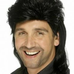 Unbranded Wigs Mens Black Blonde Brown Mullet Wig | Bogan 70s 80s Redneck Wig
