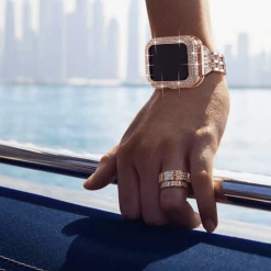 Elegancensplendour Luxury Bling Diamond Apple Watch Bumper Protective Case Fashion Jewelry