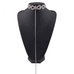 Aliexpress Crystal Diamante Rhinestone Choker Necklace W/ Long Cleavage Tassel Body Chain