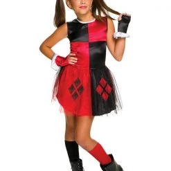 Rubies Deerfield Harley Quinn Satin Dress Girls Costume