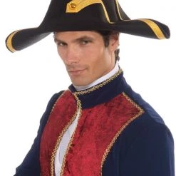Tomfoolery Deluxe Black Colonial Military Admiral Men's Hat Costume Accessories