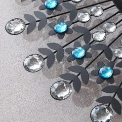 Crazy Crazy & More Crazy Deals Home & Garden 3D Diamond Wall Clock Metal Round Clear And Aqua Stones 67cm X 67cm