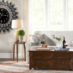 Crazy Crazy & More Crazy Deals Home & Garden 3D Diamond Wall Clock Metal Round Clear And Aqua Stones 67cm X 67cm