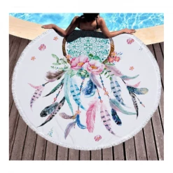 AliExpress Home & Garden Large Round 3D Beach Towel Blanket Dream Catcher Printed Bath Yoga Mat Picnic Blanket Wall Tapestry