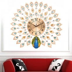 Crazy Crazy & More Crazy Deals Large 3D Wall Clocks Luxury Peacock Diamond Crystal Quartz Wall Clocks