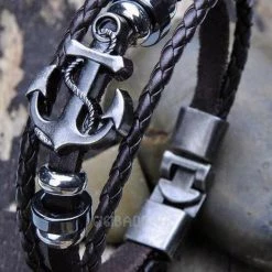 Crazy Crazy & More Crazy Deals Mens Black Genuine Leather Bracelet With Anchor 6 Crazy Crazy & More Crazy Deals Mens Black Genuine Leather Bracelet With Anchor