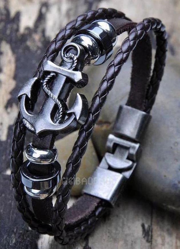 Crazy Crazy & More Crazy Deals Mens Black Genuine Leather Bracelet With Anchor 3 Crazy Crazy & More Crazy Deals Mens Black Genuine Leather Bracelet With Anchor