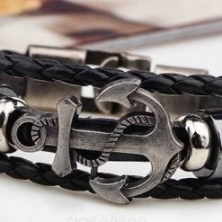 Crazy Crazy & More Crazy Deals Mens Black Genuine Leather Bracelet With Anchor 7 Crazy Crazy & More Crazy Deals Mens Black Genuine Leather Bracelet With Anchor