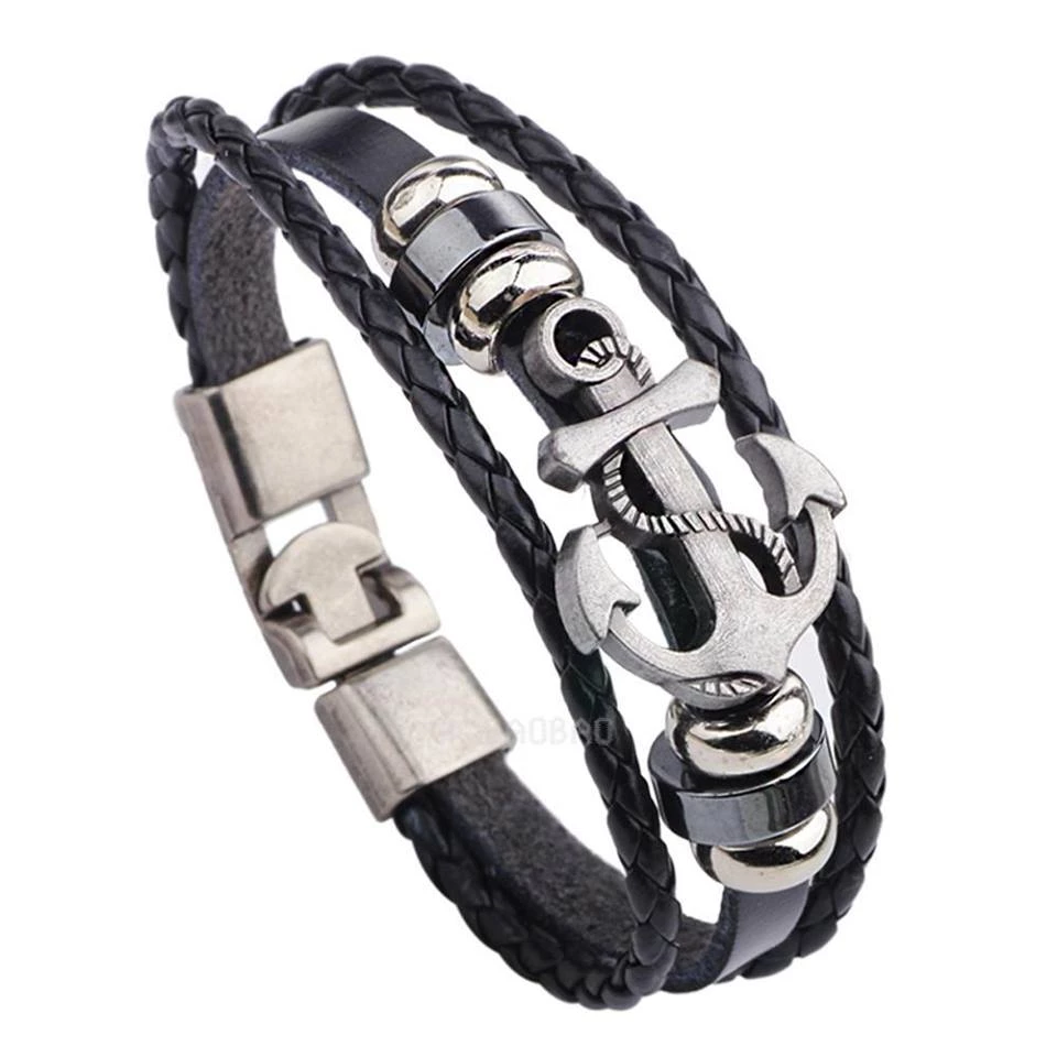 Crazy Crazy & More Crazy Deals Mens Black Genuine Leather Bracelet With Anchor 1 Crazy Crazy & More Crazy Deals Mens Black Genuine Leather Bracelet With Anchor