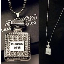 Crazy Crazy & More Crazy Deals Fashion Jewelry Silver Rhinestone Crystals Parfum No5 Perfume Bottle Pendant Necklace