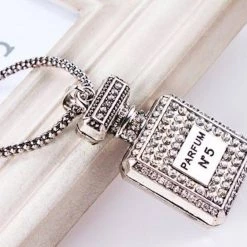 Crazy Crazy & More Crazy Deals Fashion Jewelry Silver Rhinestone Crystals Parfum No5 Perfume Bottle Pendant Necklace