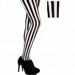 Balloon Agencies Vertical Black & White Striped Ladies Tights Costume Accessories