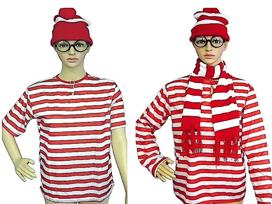 Aussie Toys Wheres Wally Long Sleeve Shirt Beanie Hat Scarf Glasses Adult Mens Ladies Full Costume 2 Aussie Toys Wheres Wally Long Sleeve Shirt Beanie Hat Scarf Glasses Adult Mens Ladies Full Costume