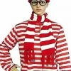 Aussie Toys Wheres Wally Long Sleeve Shirt Beanie Hat Scarf Glasses Adult Mens Ladies Full Costume