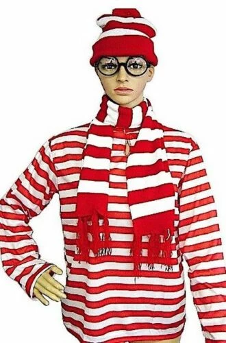 Aussie Toys Wheres Wally Long Sleeve Shirt Beanie Hat Scarf Glasses Adult Mens Ladies Full Costume 1 Aussie Toys Wheres Wally Long Sleeve Shirt Beanie Hat Scarf Glasses Adult Mens Ladies Full Costume