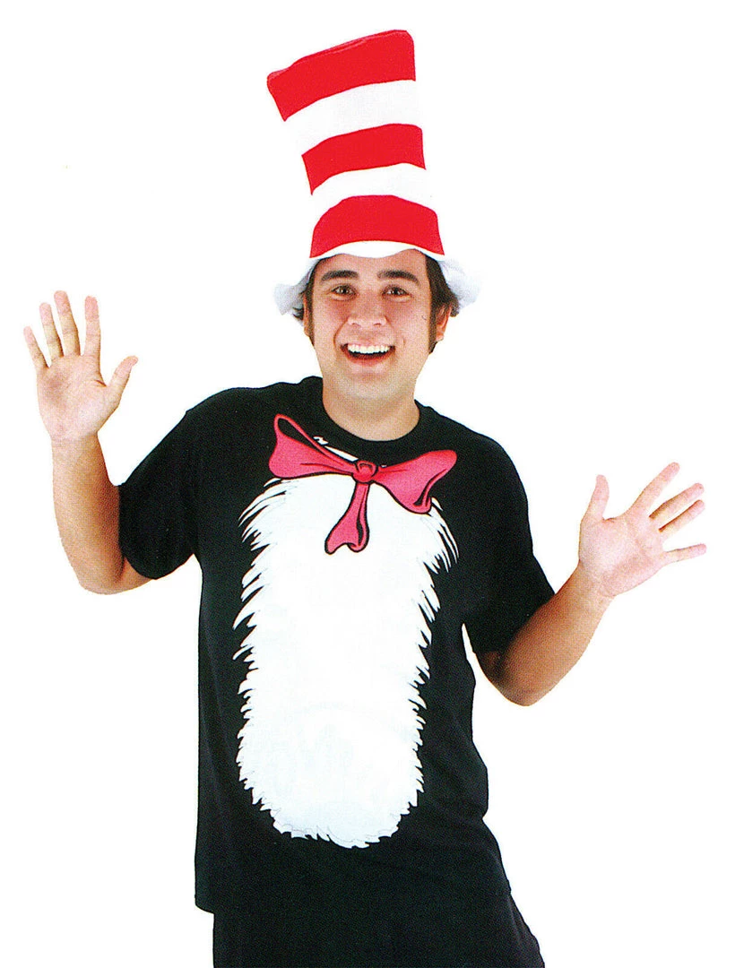 EB Licensed Dr Seuss Cat In The Hat Adults T-Shirt And Hat Costume Kit 1 EB Licensed Dr Seuss Cat In The Hat Adults T-Shirt And Hat Costume Kit