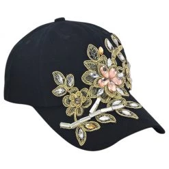 AliExpress Costume Accessories Adjustable Flower Rhinestone Denim Baseball Mesh Cap Fashionable Ladies Hat