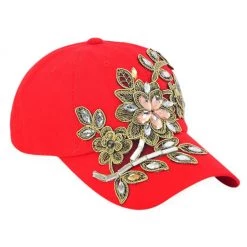AliExpress Costume Accessories Adjustable Flower Rhinestone Denim Baseball Mesh Cap Fashionable Ladies Hat