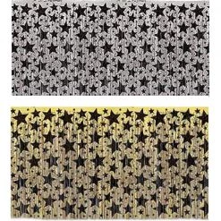 Balloon Agencies Party Supplies Hollywood Silver Or Gold With Black Stars Tableskirt