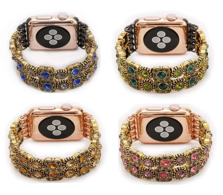 Elegancensplendour Handmade Coloured Crystal Stones Apple Watch Strap Band 2 Elegancensplendour Handmade Coloured Crystal Stones Apple Watch Strap Band