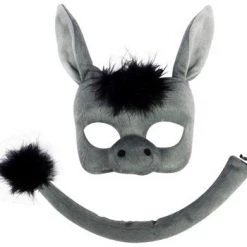 Sweidas Costume Accessories Donkey Mask And Tail Deluxe Animal Costume Set