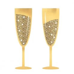Crazy Crazy & More Crazy Deals Party Supplies Jumbo Glitter Gold Champagne Glasses Flutes Photo Booth Props X 2