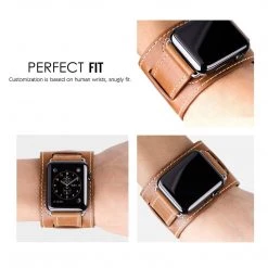 Elegancensplendour Quadra Leather Loop Link Apple Watch Band Strap Fashion Jewelry