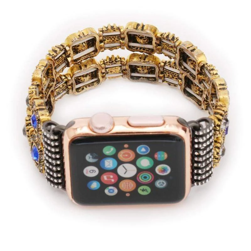 Elegancensplendour Handmade Coloured Crystal Stones Apple Watch Strap Band 11 Elegancensplendour Handmade Coloured Crystal Stones Apple Watch Strap Band