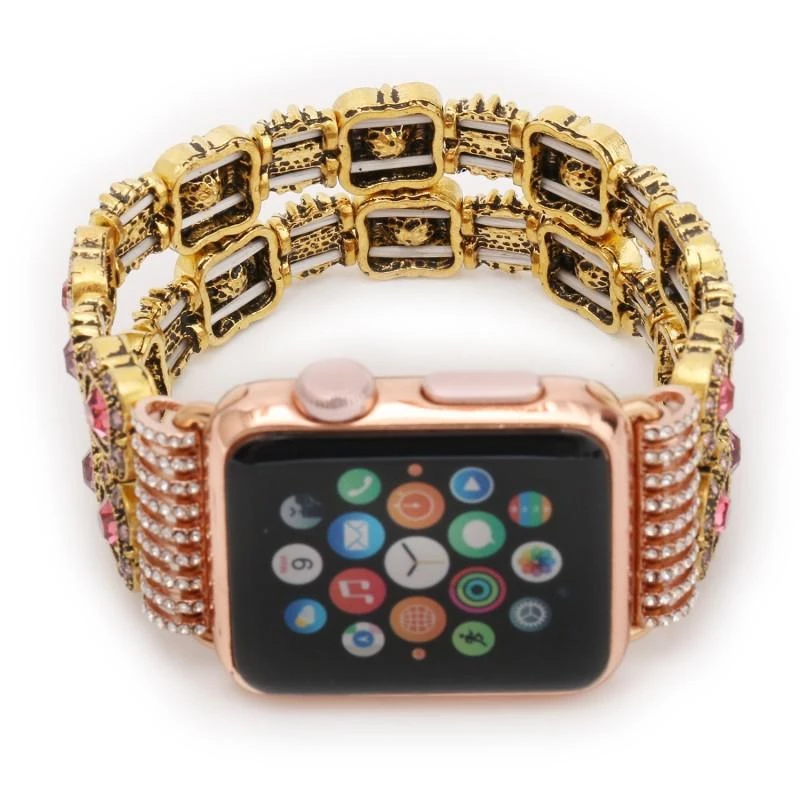 Elegancensplendour Handmade Coloured Crystal Stones Apple Watch Strap Band 13 Elegancensplendour Handmade Coloured Crystal Stones Apple Watch Strap Band