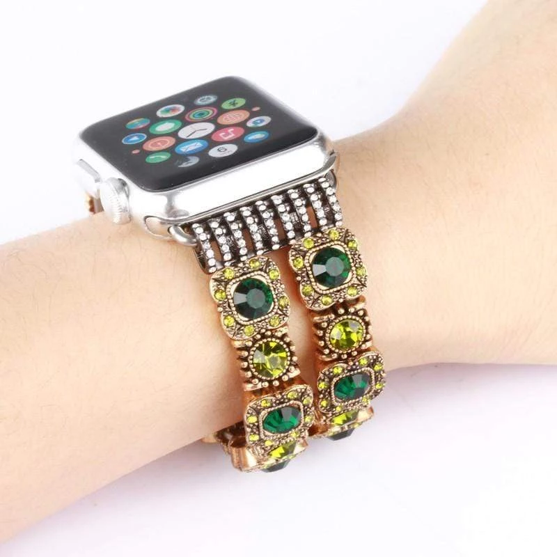 Elegancensplendour Handmade Coloured Crystal Stones Apple Watch Strap Band 8 Elegancensplendour Handmade Coloured Crystal Stones Apple Watch Strap Band
