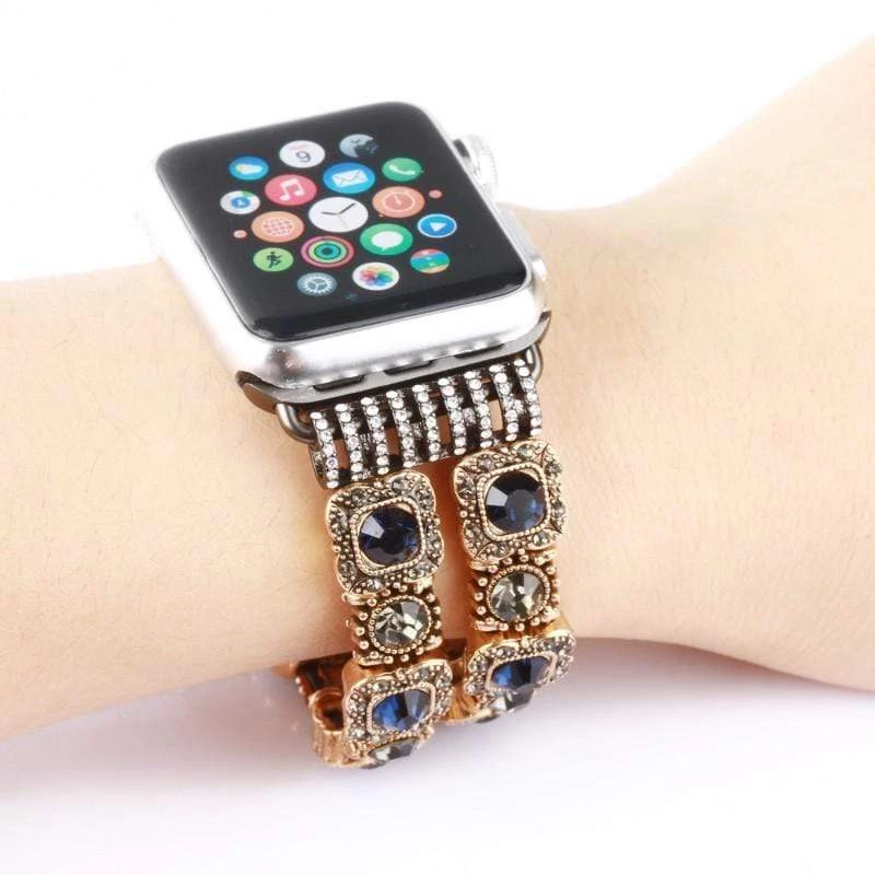 Elegancensplendour Handmade Coloured Crystal Stones Apple Watch Strap Band 9 Elegancensplendour Handmade Coloured Crystal Stones Apple Watch Strap Band