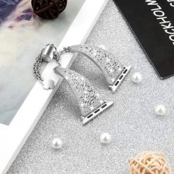 Elegancensplendour Fashion Jewelry Tesoro Rhinestone Stainless Steel Apple Watch Bracelet Strap